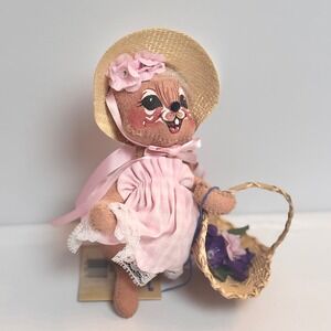 Annalee Mobilitee 1995 Vintage 7" Garden Mouse Doll Pink Gingham 2234 Posable